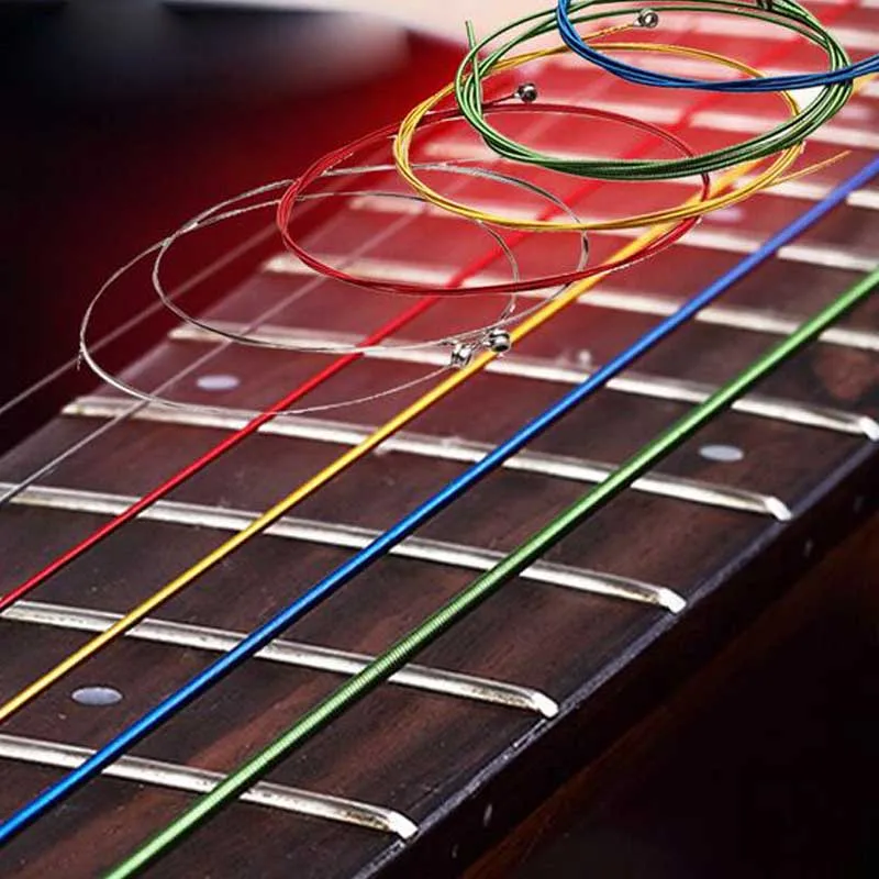 Цветные цветные Струны для акустической гитары 6 шт. радужные разноцветные