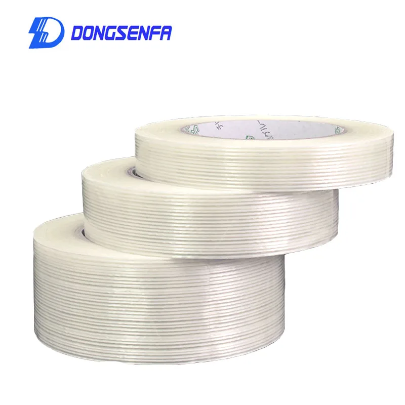 DONGSENFA 25M/Roll Transparent Glass  Fiber Tape Transparent Striped Single Side Adhesive Tape Sticky For Fixing And Packing