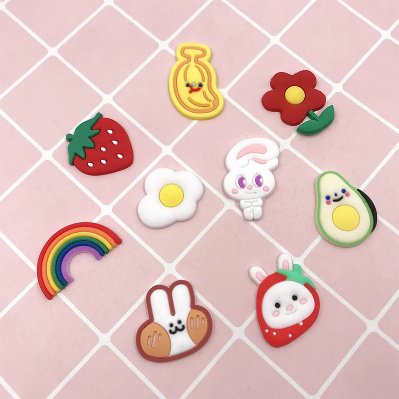 10 шт. милые фрукты Резиновые головистой формы кабошон с кроликом из мультфильма