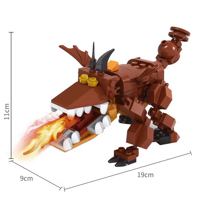 

AUSINI Brown Meatball Dragon Building Blocks Skeleton Skull Mini Figures Toys for Children DIY Creator Model Bricks Kids Toy