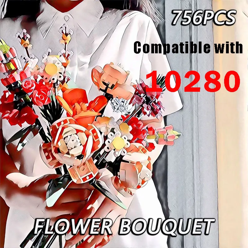 10280 букет розы строительные блоки MOC Ideas мебель для дома романтический подарок
