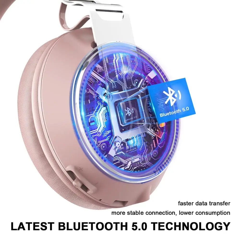 EKSA E100 розовые беспроводные наушники Bluetooth 5 0 с микрофоном встроенная