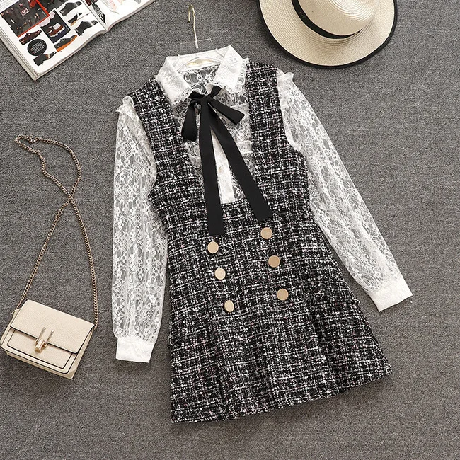 Новый стиль платье для женщин на осень и зиму кружевная нижняя рубашка с высокой