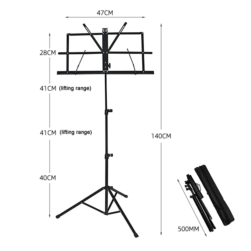 

Ne Music Stand Lightweight Easy to Set Collapsible Adjustable Orchestra Portable Sheet Music Stand with Carry Bag School BN99