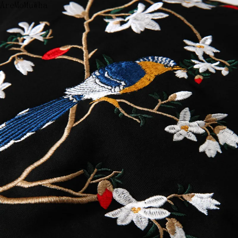 

AreMoMuWha Winter New Chinese Style Embroidery Tide Brand Couple Plus Velvet Hooded Men's Hooded Pullover Loose Hoodie QX1375