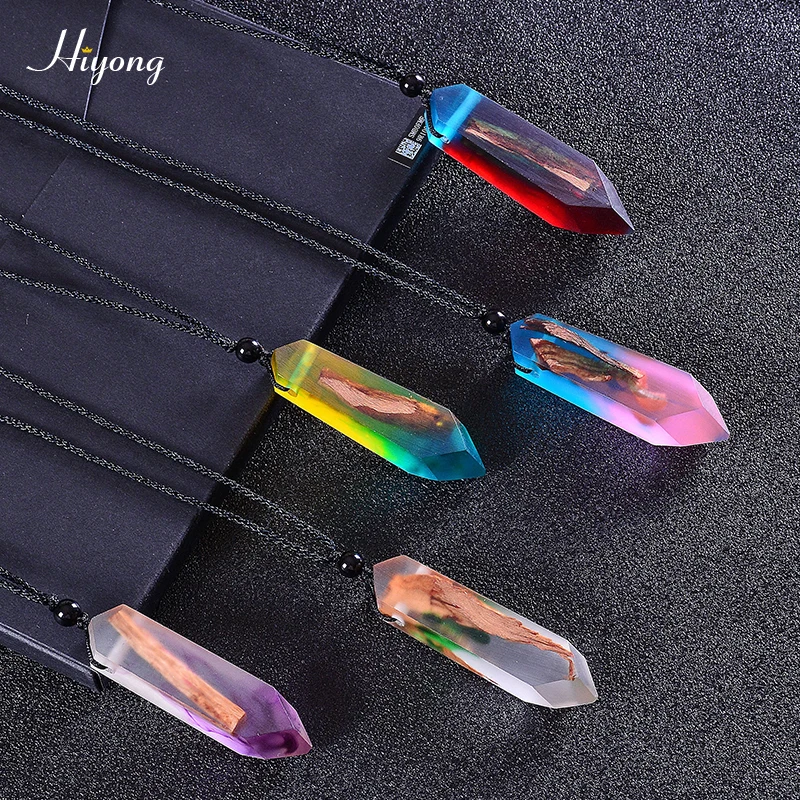 Новое модное ожерелье из цветной смолы деревянное ручной работы натурального