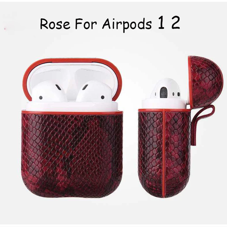 RoseForAirpods12 Чехол для AirPods 2 Coque, беспроводные Bluetooth наушники, Ретро стиль, змеиная кожа, из искусственной кожи, мужская сумка, чехол для Airpods Pro, чехол для зарядки - Цвет: RoseForAirpods12
