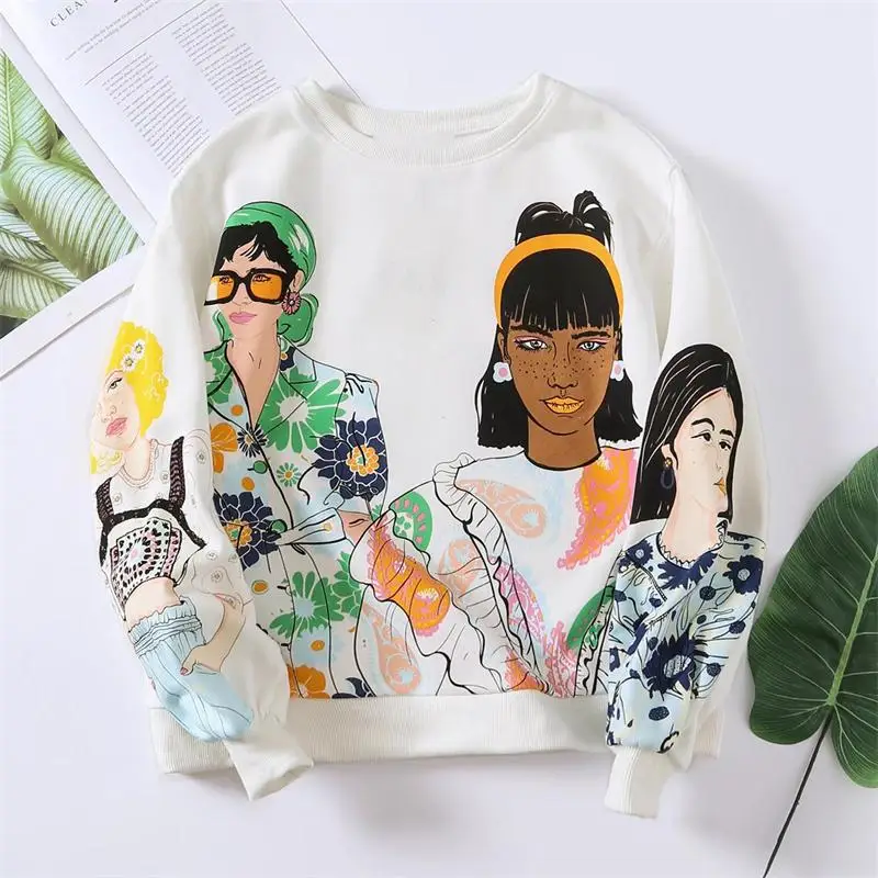 

Свитшот женский оверсайз с круглым вырезом и длинным рукавом