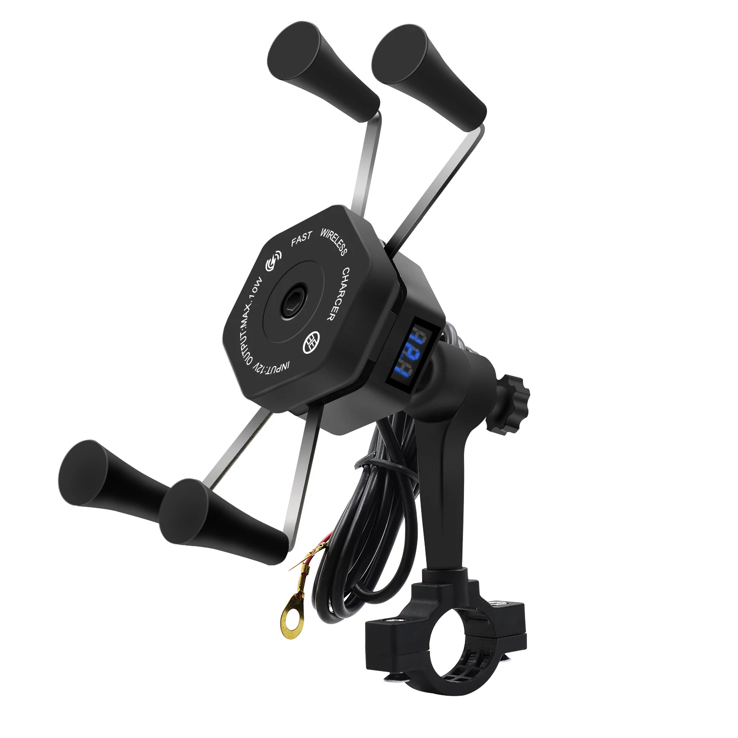 

12V Motorcycle USB 2.1A Qi Wireless Charger Holder Mount Stand X-Grip with Voltmeter Holders USB Charging Equipment Mobility