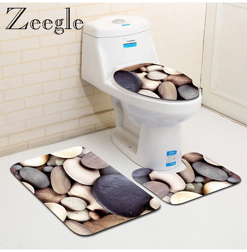 Zeegle коврики для унитаза из микрофибры с принтом ракушки и камня Набор ковриков