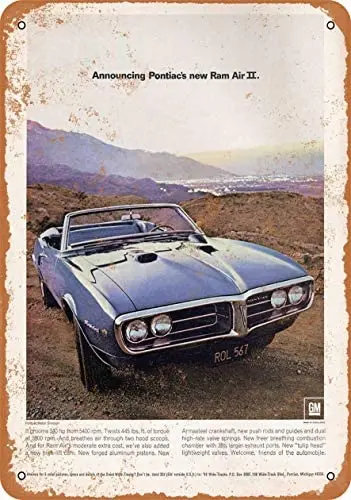 

12 x 16 inches Metal Vintage Funny Tin Sign 1968 Firebird Ram Air II