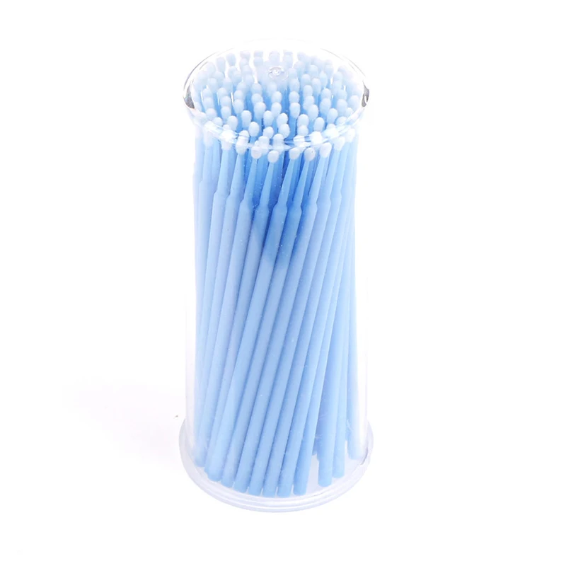 light bule Одноразовые кисти для макияжа 100 шт./упак. тампон Microbrushes наращивание ресниц прочный Micro отдельных Аппликаторы ватный тампон - Цвет: light bule