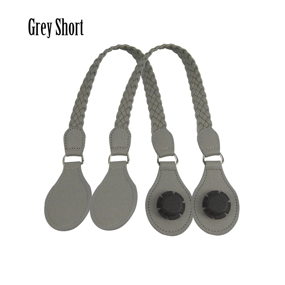 grey short TANQU 1 пара длинных коротких кожаных плетеных ручек из искусственной кожи, Классическая мини-сумка O для Obag, женская сумка на плечо - Цвет: grey short