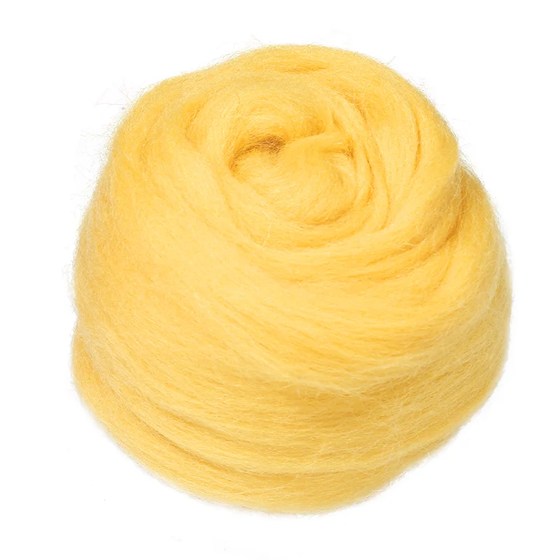 

LMDZ 100g Light yellow Soft Hand Spinning Woolen 100% Pure Wool Fiber Dyed Wool For Needle Felting DIY Materials
