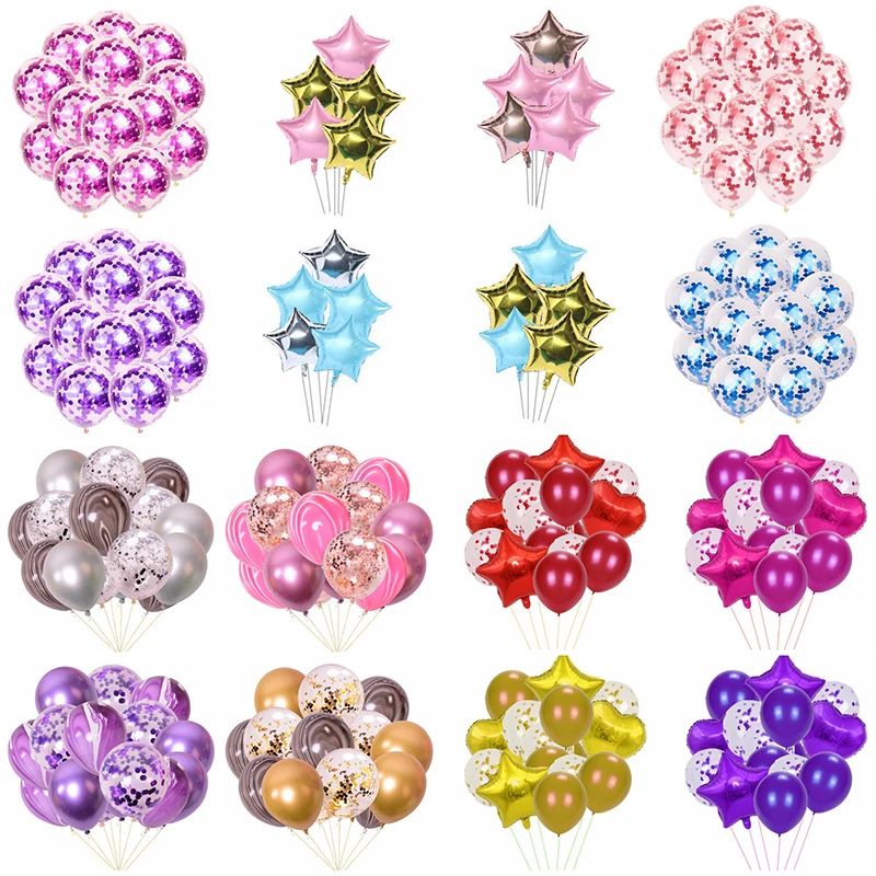 Красный фиолетовый золотистый звездный в форме сердца смешанный блестящий