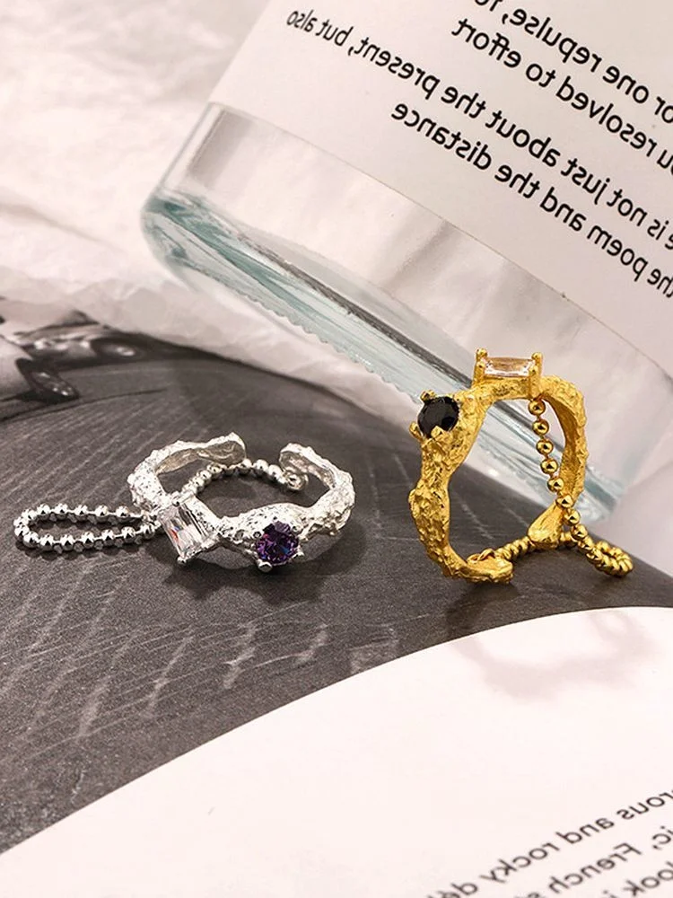 

925 Sterling Silver Chain Adjustable Rings Zircon Gold Personalized Gift For Women Trendy 2021 Trend Wedding Fine Jewellery