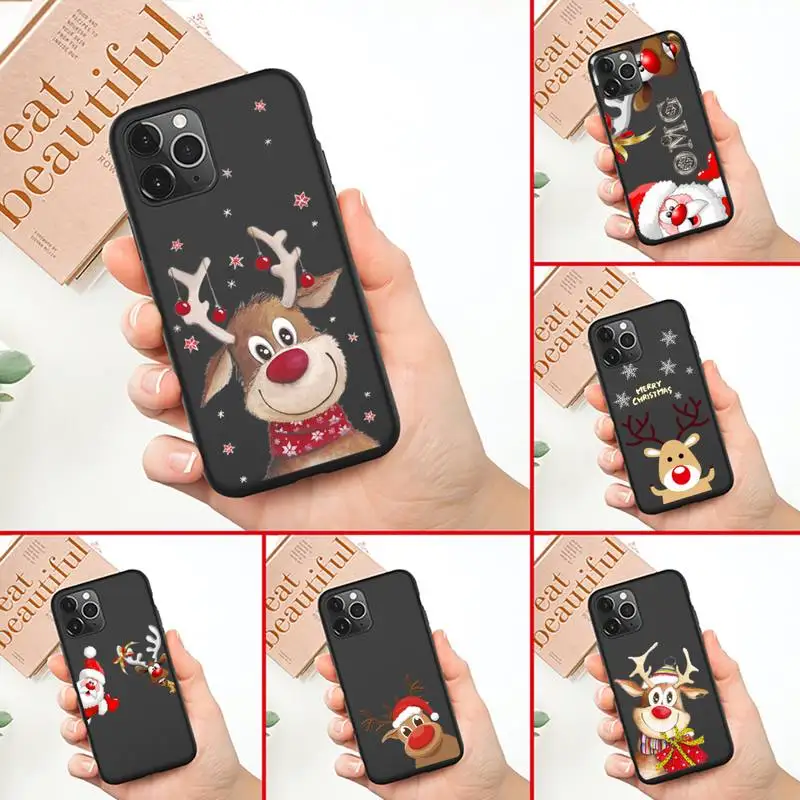 

New year Merry christmas elk snowflake Phone Case for iphone 12 pro max mini 11 pro XS MAX 8 7 6 6S Plus X 5S SE 2020 XR case