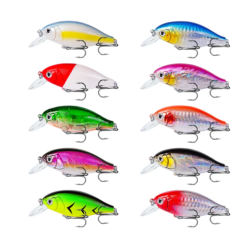 

PROBEROS 10pcs Fishing Lure Set 13g 7cm Hard Artificial Swimbait Lures 10 Color Crankbait Fish Baits #6 Treble hook dwc001