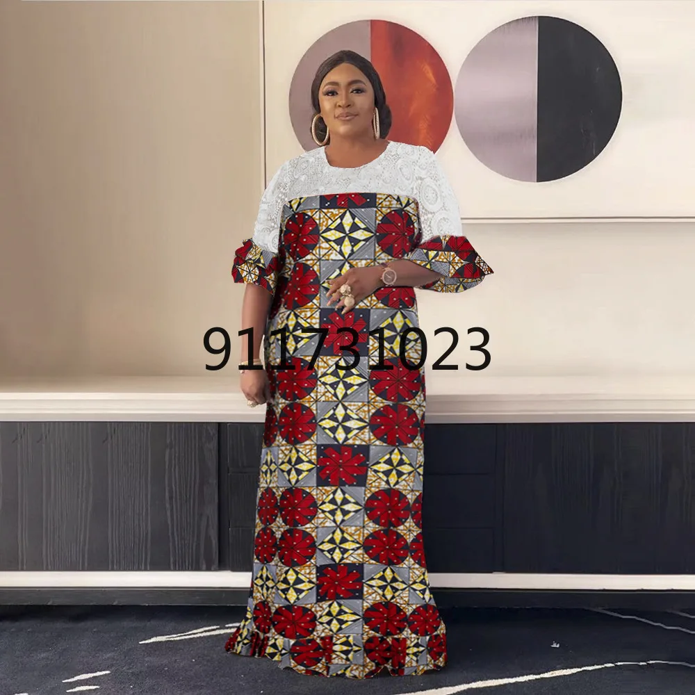 african fashion designers New Africa woman style fashionable Lace sequins pure color lady Dress party Spuer size L XL XXL XXXL african wear for women