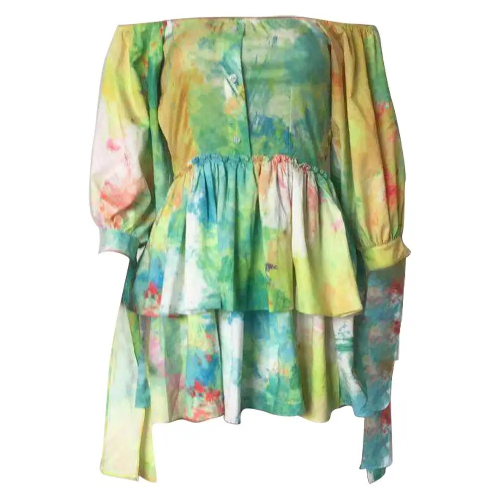 2019 осень зима краска для женщин с открытыми плечами фонарь рукав большие качели