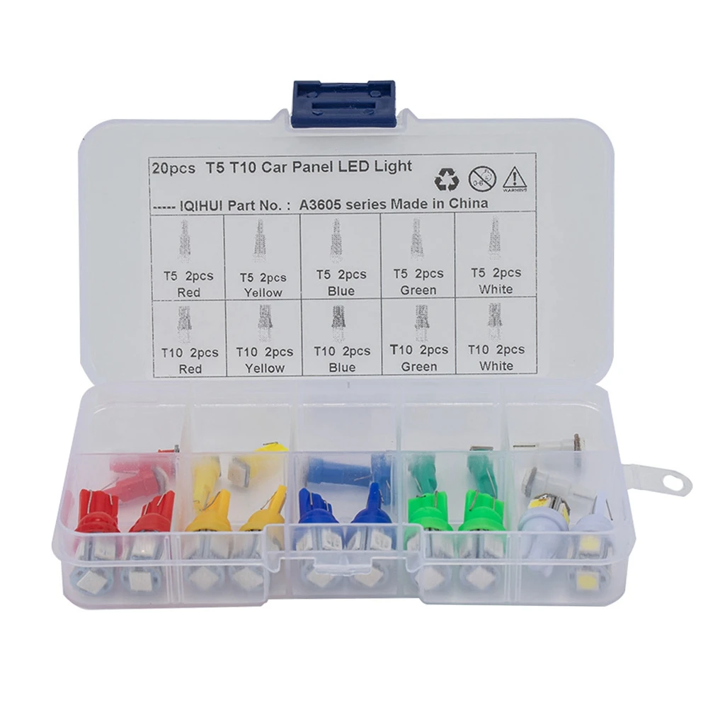 

20pcs T5/T10 Car LED Instrument Panel Cluster Plug Dash Light Bulb Indicator For Turn Signal Light Backup Light Car Accessories