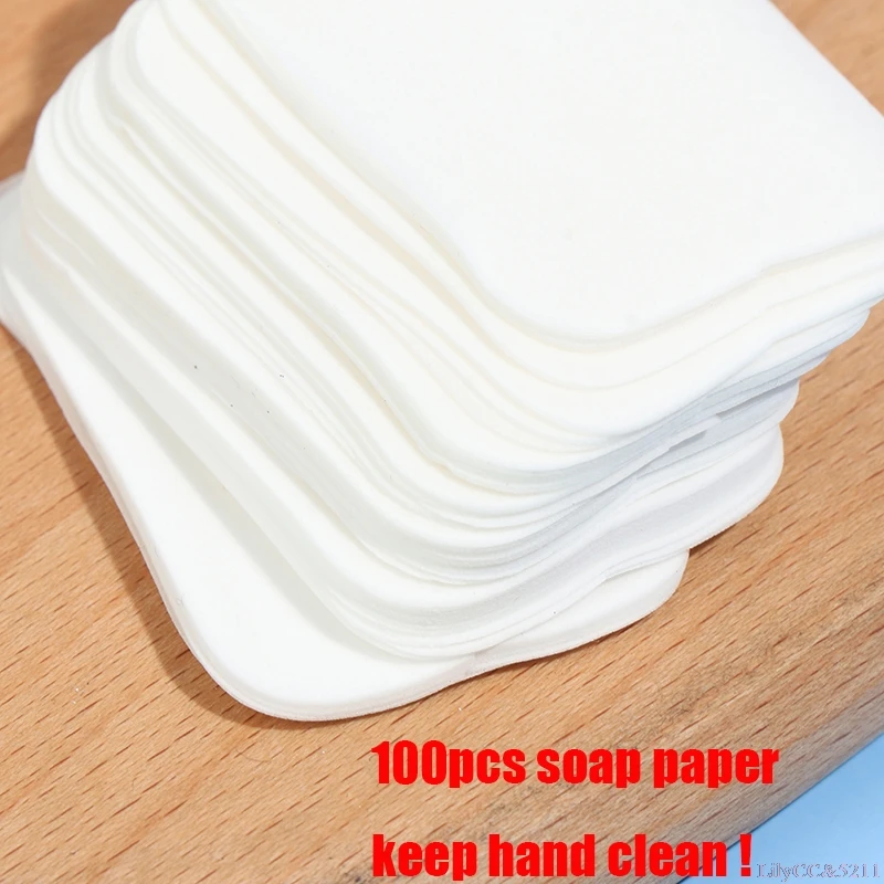 

100 × портативные листы для мытья кусочков, дорожная Ароматизированная бумага для мыла и мыла
