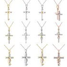 Классический крест серебряный золотой цвет инкрустированный кристалл кулон ожерелье для женщин мужчин хип-хоп панк крест ожерелье Религиозные ювелирные изделия