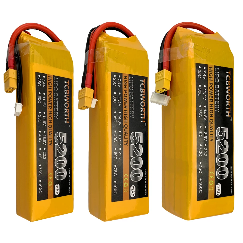 Новые батареи 2S 3S 4S 5S 6S 5200 мА/ч 100C RC игрушки LiPo Батарея 7 4 V 11 1 14 8 22 2 самолет вертолет