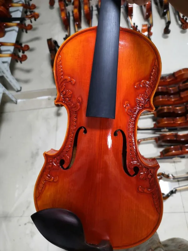 High quality handmade engraving violin 4/4 3/4 solid wood Red light Carved Handmade acoustic fiddle case bow rosin | Спорт и
