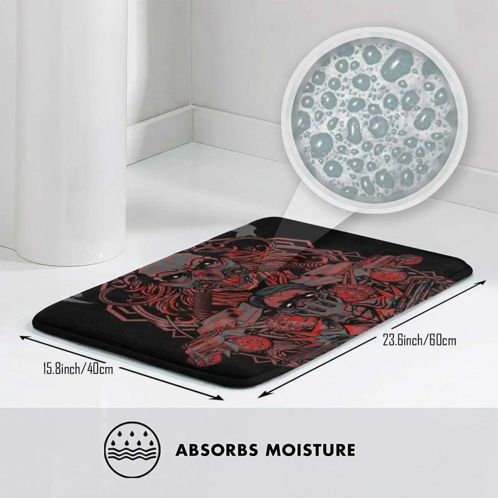 Коврик Мягкий Нескользящий с рисунком в виде робота-черепа | Дом и сад