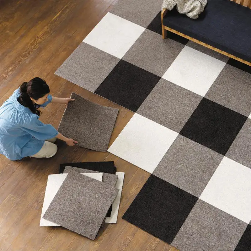 

Adsorption Splicing Carpet waterproof Non-slip Home Rugs Living Room Bedroom Ultra-thin Mute Carpets Square Floor Mat Cutable