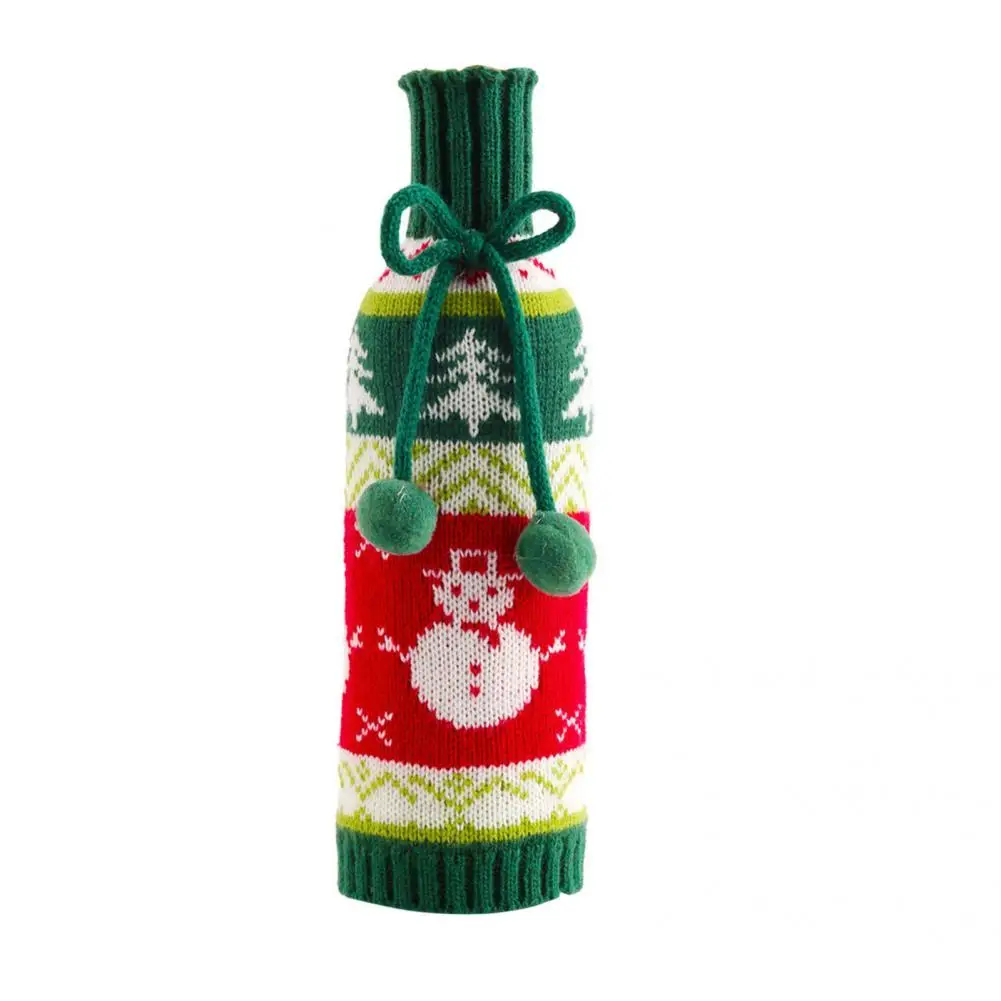 

Decorative Washable Christmas Sweater Bottle Cover Durable Knitted Wine Bottle Cover Christmas Style for Decorating