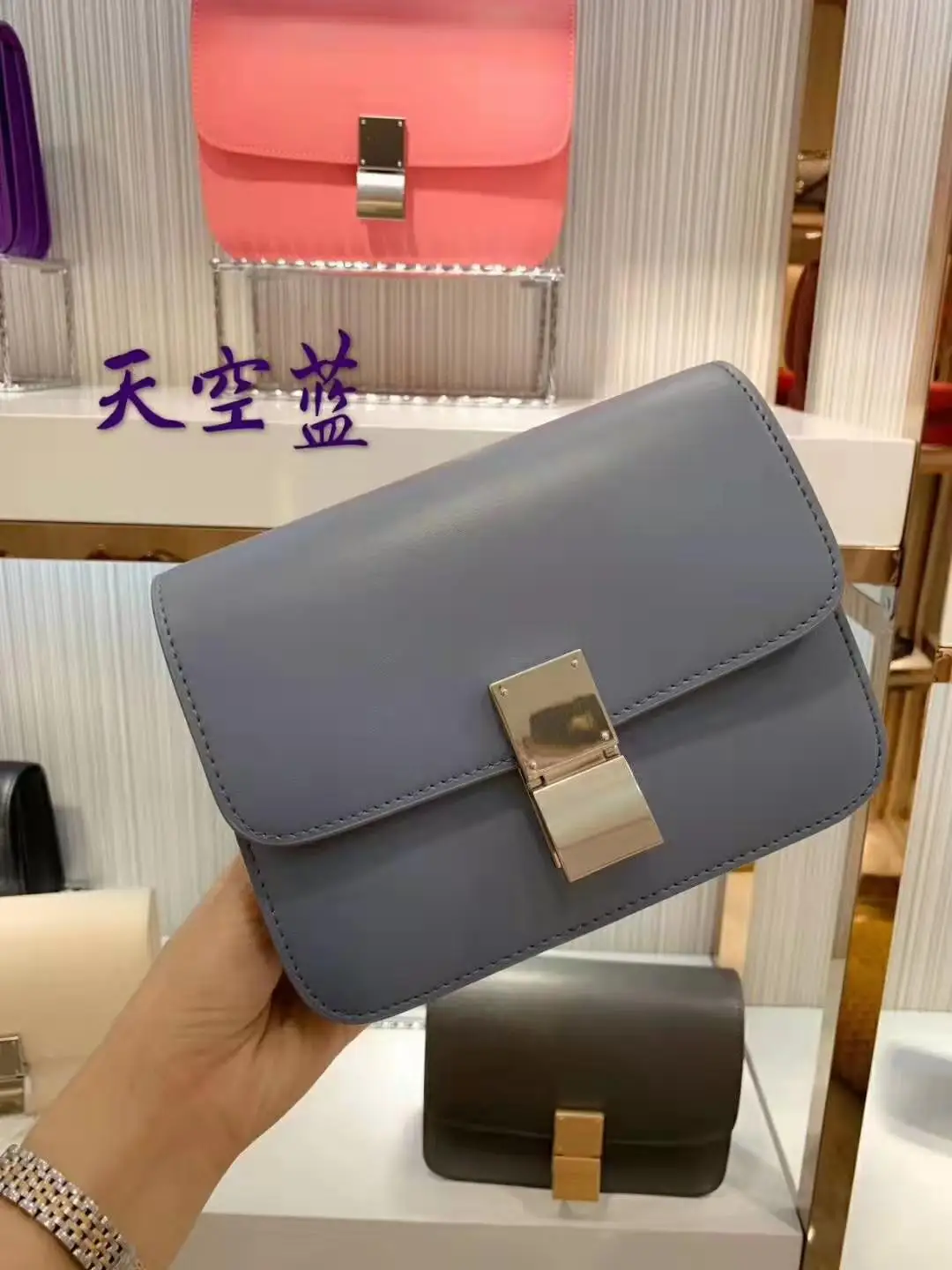 sky blue Модная сумка-мессенджер из натуральной кожи, женские сумки через плечо, сумка через плечо, роскошные сумки, женские сумки, дизайнерские сумки Bolsa Feminina - Цвет: sky blue
