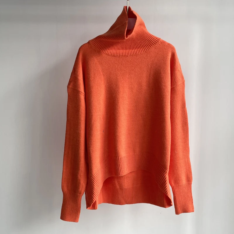 

Toppies 2021 Winter Thick Warm Sweater Turtleneck Oversize Pullovers Jumper Female Knitted Tops Irregular Hem Clothing