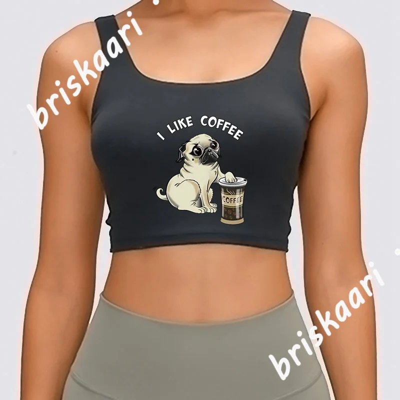

Pug Or Little Dog Likes Coffee Pugs Tank Top Original Basic O-Neck Graphic Tops Tees Summer Style Standard Anti-Wrinkle Vest
