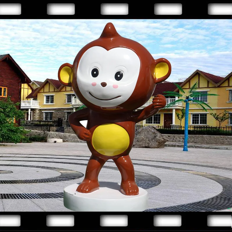 

High quality lovely cartoon zodiac monkey FRP products manufacturers custom outdoor park kindergarten children's park ornaments