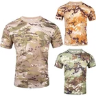 Камуфляжная футболка, тактическая рубашка, быстросохнущая Мужская камуфляжная Военная футболка с коротким рукавом, уличная охота, туризм, Шир