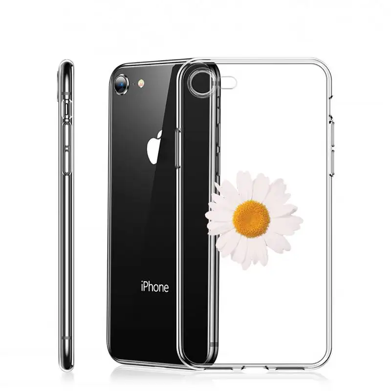 

Daisy flower rose pattern Phone Case Transparent for iPhone 6 7 8 11 12 s mini pro X XS XR MAX Plus