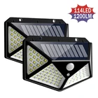 Светодиодный светильник на солнечной батарее 114, уличный светильник на солнечной батарее с 3 режимами и датчиком движения PIR, настенный водонепроницаемый светильник на солнечной батарее для сада