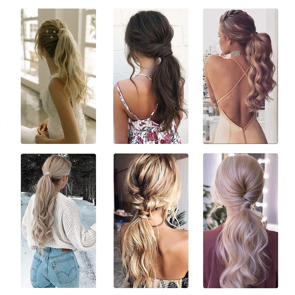 

shzngzi Long Straight Curly Wrap Around Clip In Ponytail Synthetic wig Hair Extension Heat Resistant Pony Tail Fake Hair