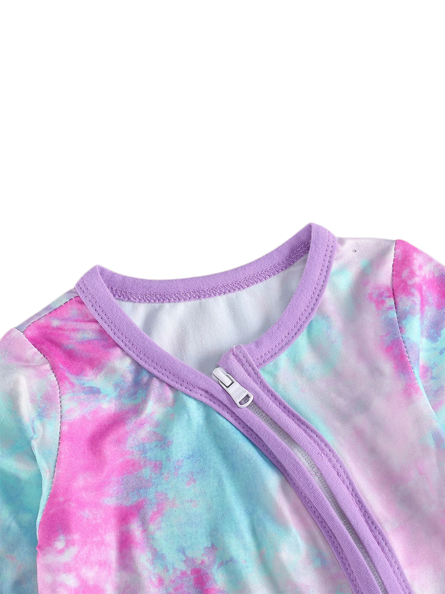 

Newborn Girls Boys Romper, Children's Tie-dyed Diagonal Zipper Long Sleeve Long Pants Jumpsuit with Bow Headband, 2-piece Suits