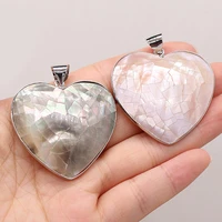 1pcs natural heart shape pink and black shell pendants charms for earring necklace jewelry making accessories gift size 40x40mm
