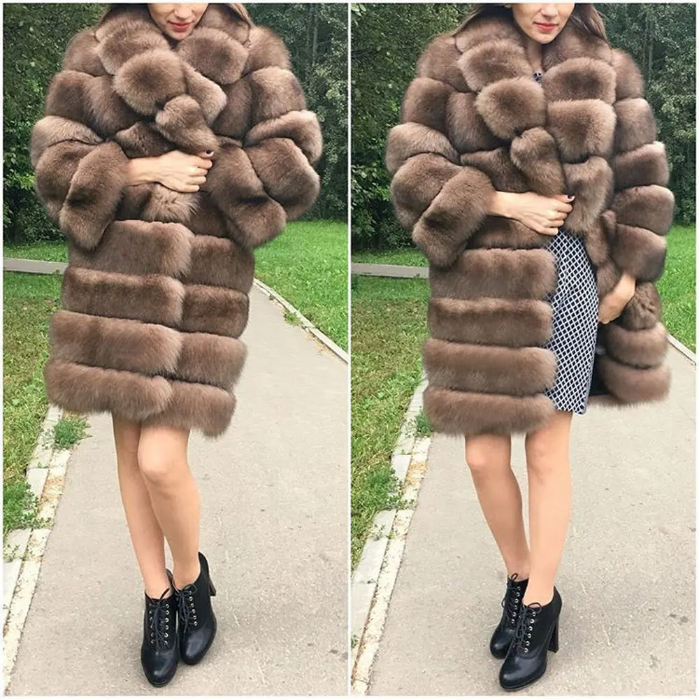 Новое натуральное пальто из натурального Лисьего меха зимняя женская длинная стильная натуральная меховая куртка женская качественная натуральный мех лисы пальто