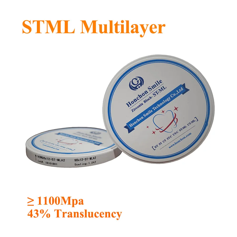 ST-ML 98*10mm dental Multilayer Zirconia Blank Super Transluency/ multilayer zirconia block/ Vita 16 shades