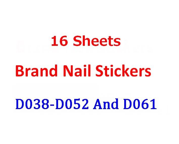 

16 sheets D series colorful logo Nail Stickers Designs Gummed Art Stickers Decals Makep Art Decorations