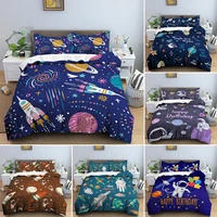 rocket pattern bedding set duvet cover sets with pillowcase for boy bedroom quilt cover bedclothes 23 pcs singledouble size