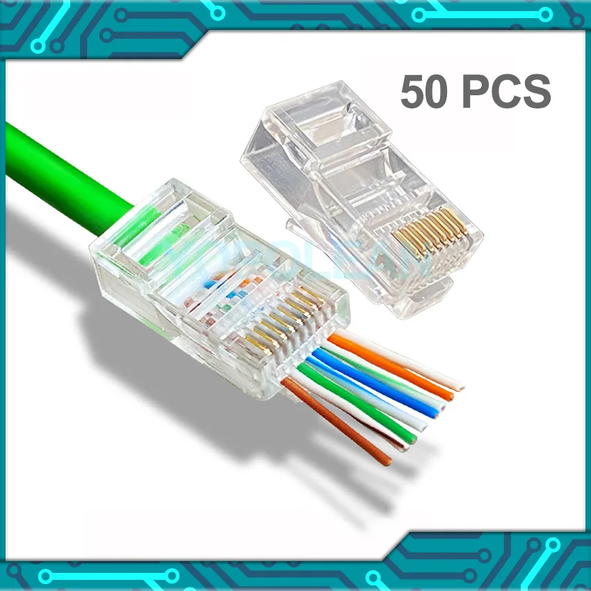 50 шт./лот RJ45 кошка 5E Cat 6 сетевой модульный разъем 8P8C CAT5E CAT6 Ethernet кабель