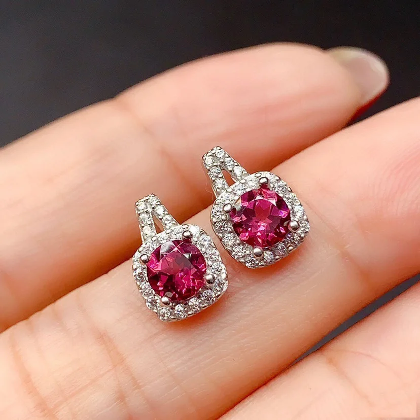

Luxury Ring Red Zircon Earrings Charm Women Earrings Bridal Wedding Jewelry Dinner Accessories Anniversary Birthday Gift