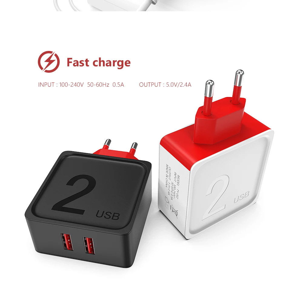 CBAOOO Европейская USB зарядка для iphone зарядное устройство двойной USB 5 В 2.4A Быстрая зарядка настенное зарядное устройство для iphone samsung Xiaomi Max Charge