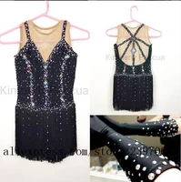 ice skating dresses black figure skating clothes custom women competition ice skating dress beaded spandex